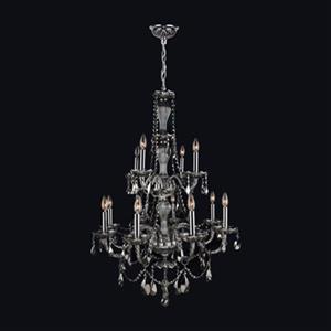 Worldwide Lighting Provence 28-in Smoke 12-Light 2-Tier Chandelier