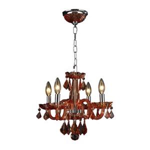 Worldwide Lighting Clarion 12-in Polished Chrome Coral red 4-Light Chandelier