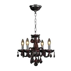 Worldwide Lighting Clarion 12-in Polished Chrome Cranberry 4-Light Chandelier