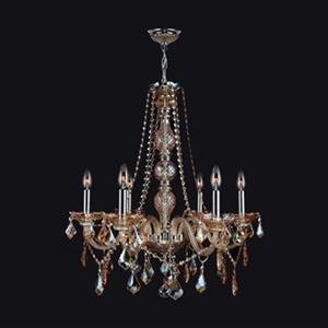 Worldwide Lighting Provence 28-in Polished Chrome Amber 6-Light Chandelier