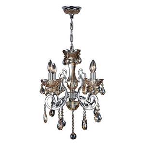 Worldwide Lighting Kronos 24-in Polished Chrome Amber 4-Light Chandelier