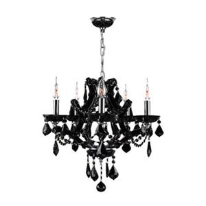 Worldwide Lighting Lyre 18-in Polished Chrome Black 5-Light Chandelier
