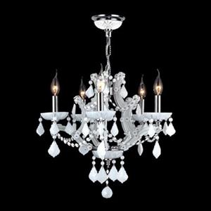 Worldwide Lighting Lyre 18-in Polished Chrome White 5-Light Chandelier