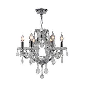 Worldwide Lighting Lyre 19-in Polished Chrome Clear 6-Light Chandelier