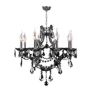 Worldwide Lighting Lyre Collection 72-in Polished Chrome Smoke 8-Light Chandelier