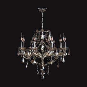 Worldwide Lighting Lyre Collection 72-in Polished Chrome Golden Teak 8-Light Chandelier
