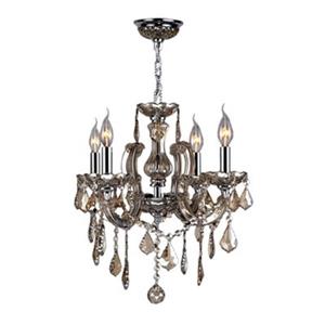 Worldwide Lighting Catherine Collection 72-in Polished Chrome Amber 6-Light Chandelier