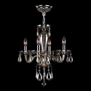 Worldwide Lighting Gatsby Collection 48-in Polished Chrome Golden Teak 4-Light Blown Glass Mini Chandelier
