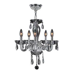 Worldwide Lighting Gatsby Collection 48-in Polished Chrome Clear 5-Light Blown Glass Mini Chandelier