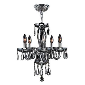 Worldwide Lighting Gatsby Collection 48-in Polished Chrome Smoke 5-Light Blown Glass Mini Chandelier