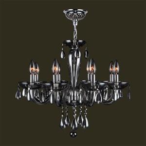 Worldwide Lighting Gatsby Collection 72-in Polished Chrome Smoke 8-Light Blown Glass Medium Chandelier