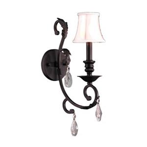Worldwide Lighting Abigail Collection Flemish Brass Clear Single Light Wall Sconce