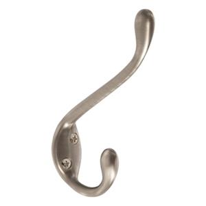 Grand crochet pour manteau ou chapeau, zinc, argent antique