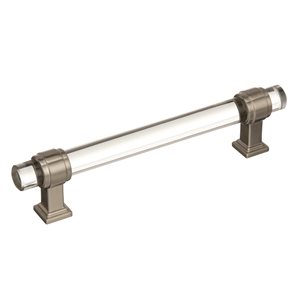 Amerock Glacio 5-1/16-in Centre to Centre Clear/Satin Nickel Drawer Pull