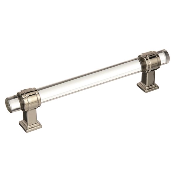 Amerock Glacio 5-1/16-in Centre to Centre Clear/Polished Nickel Drawer Pull