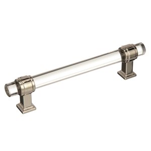 Amerock Glacio 5-1/16-in Centre to Centre Clear/Polished Nickel Drawer Pull