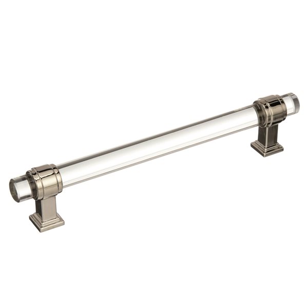 Amerock Glacio 6-5/16-in Centre to Centre Clear/Polished Nickel Drawer Pull