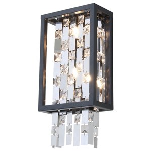 DVI Amethyst Contemporary 2-Light Wall Sconce - 8-in - Graphite Grey