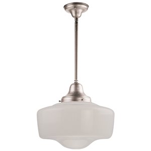 DVI Schoolhouse Contemporary Pendant Light - 1-Light - Satin Nickel