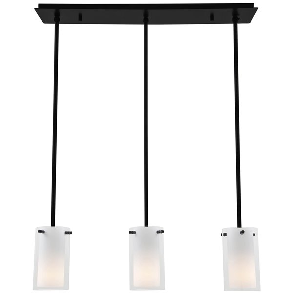 DVI Essex Modern Kitchen Island Lighting - 3-Light - Graphite Grey and Opal Glass