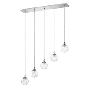 Kendal Lighting 33.50-in Chrome Modern Textured Glass Globe Rectangular 5-Light Pendant