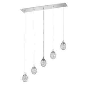 Kendal Lighting 33.50-in Chrome Modern Teardrop Rectangular 5-Light Pendant
