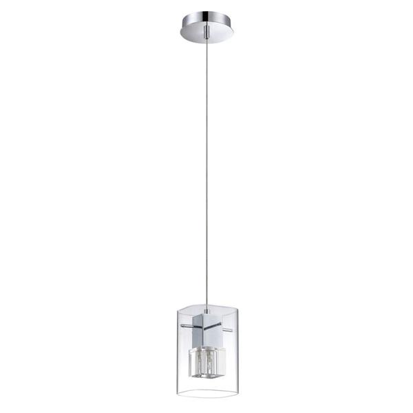Kendal Lighting 2.90-in Chrome Mini Modern Clear Glass Rectangular Pendant