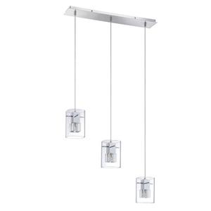 Kendal Lighting 24.50-in Chrome Modern Clear Glass Rectangular 3-Light Pendant
