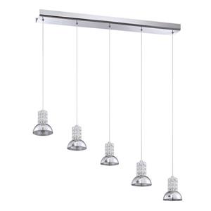 Kendal Lighting 36.00-in Chrome Modern Mirrored Glass Dome Rectangular 5-Light Pendant