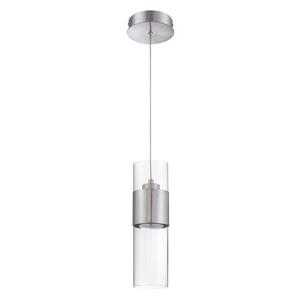Kendal Lighting 3.50-in Satin Nickel Modern Clear Glass Cylinder 1-Light Pendant