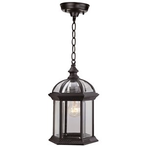 DVI Hexagon Contemporary Pendant Light - 1-Light - Black and Clear Glass