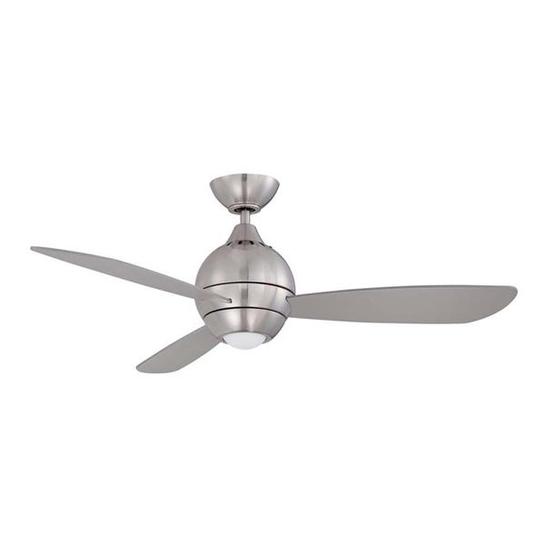 Kendal Lighting Kendal Lighting Sphere 44 In Satin Nickel Led Indoor Ceiling Fan With Light Kit And Remote 3 Blade