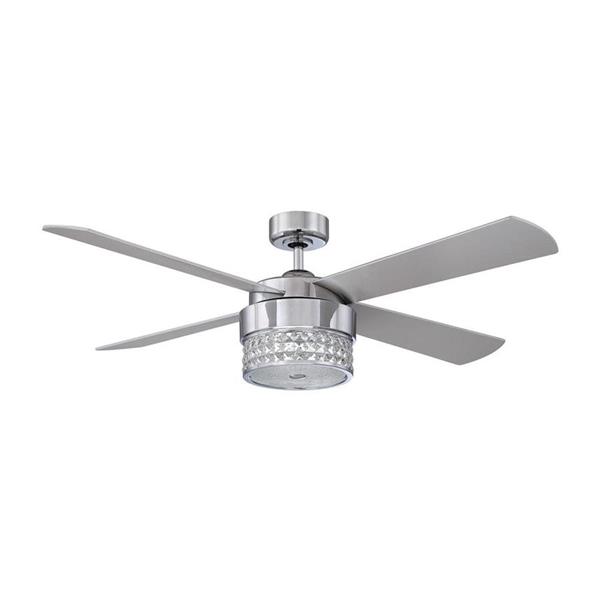 Kendal Lighting Celestra 52 In Silver And Chrome 4 Blade Indoor Ceiling Fan With Light Kit And Remote