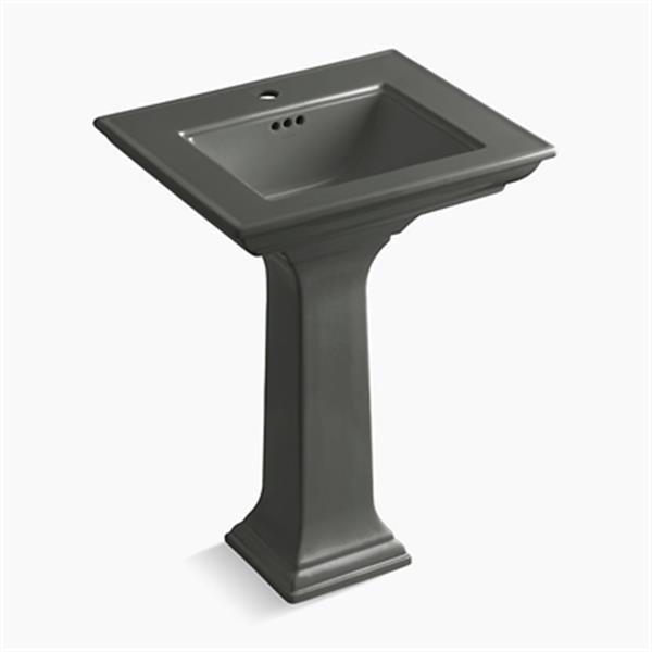 KOHLER 2344 Memoirs 24.5-in Thunder Grey Pedestal Lavatory Sink with Stately Design