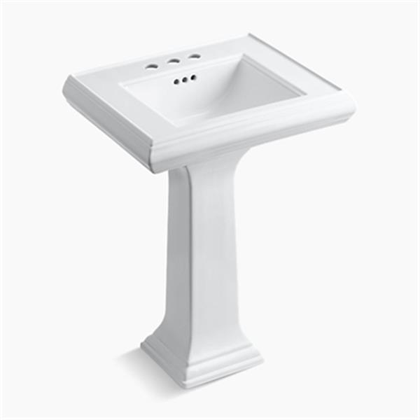 KOHLER Memoirs 34.38-in x 24-in White Fire Clay Pedestal and Sink