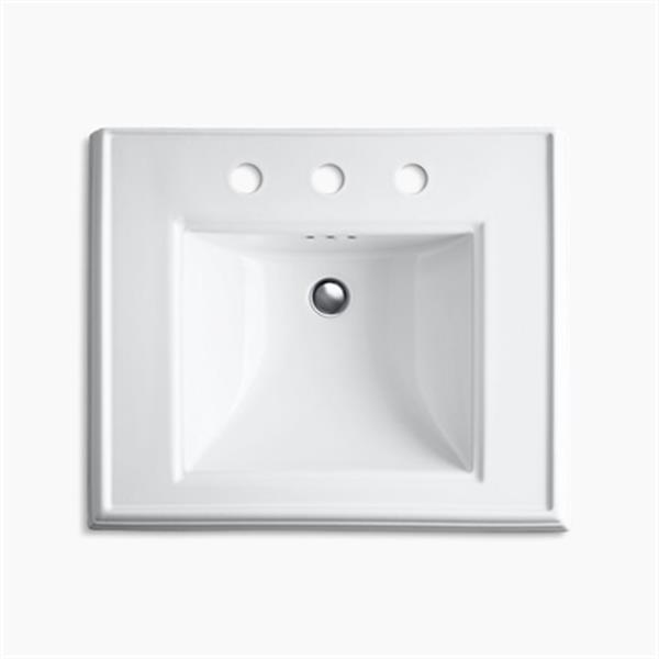 KOHLER Memoirs 34.38-in x 24-in White Fire Clay Pedestal and Sink