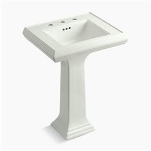 KOHLER Memoirs 34.38-in x 24-in Off White Fire Clay Pedestal and Sink