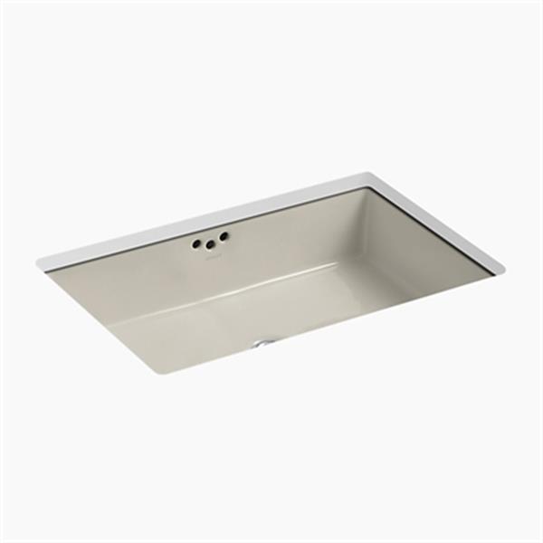 KOHLER Kathryn 23.88-in x 6.25-in Sandbar Porcelain Under Counter Sink