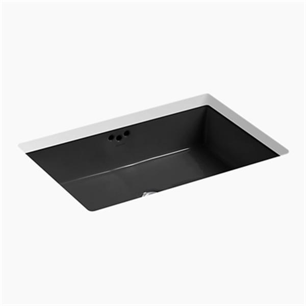 KOHLER Kathryn 23.88in x 6.25in Black Porcelain Under Counter with