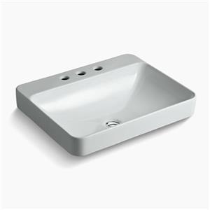 KOHLER Vox 23-in x 6.88-in Ice Grey Porcelain Rectangular Vessel Sink