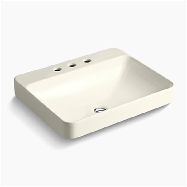 KOHLER Vox 23-in x 6.88-in Biscuit Porcelain Rectangular Vessel Sink