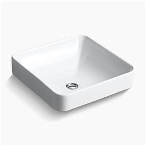 KOHLER Vox 16.25-in x 6.75-in White Porcelain Square Vessel Sink