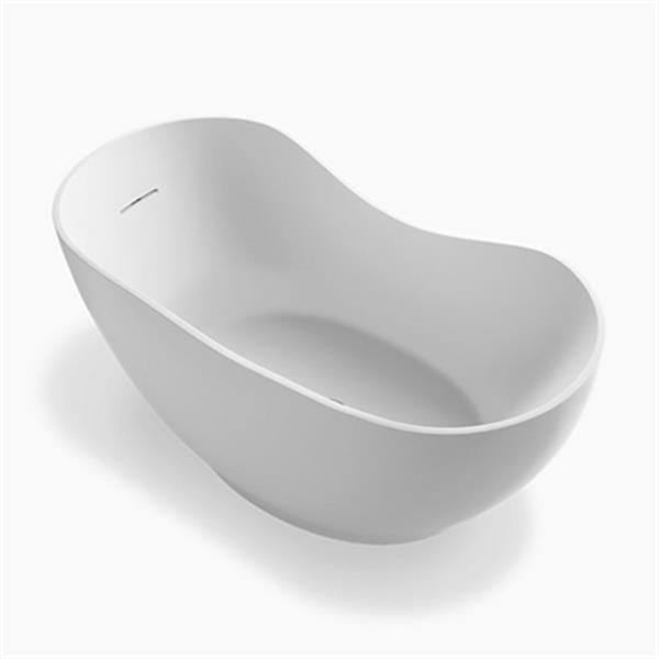 KOHLER 66-in x 32-in Cast Acrylic Freestanding Bath with Center Toe-Tap Drain