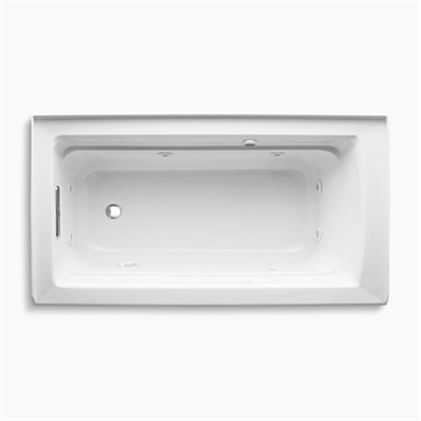 KOHLER 60-in x 32-in Alcove Whirlpool with Bask Heated Surface, Integral Apron, Tile Flange