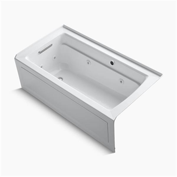 KOHLER 60-in x 32-in Alcove Whirlpool with Bask Heated Surface, Integral Apron, Tile Flange