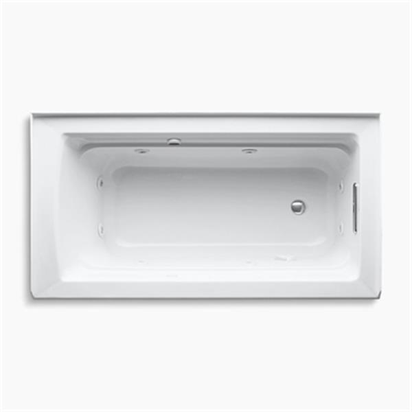 KOHLER 60-in x 32-in Alcove Whirlpool with Bask Heated Surface, Integral Apron, Tile Flange