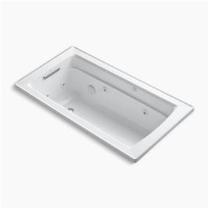 KOHLER 60-in x 32-in Drop-in Whirlpool with Reversible Drain and Bask Heated Surface