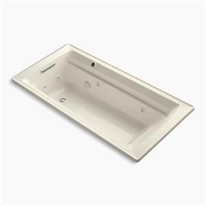 KOHLER 72-in x 36-in Drop-in Whirlpool with Reversible Drain and Bask Heated Surface