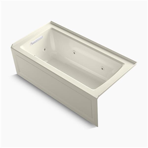 KOHLER 60-in x 30-in Three-Side Integral Flange Whirlpool with Heater and Comfort Depth Design