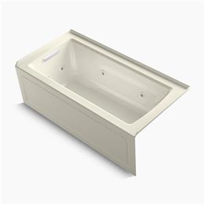 KOHLER 60-in x 30-in Three-Side Integral Flange Whirlpool with Heater and Comfort Depth Design